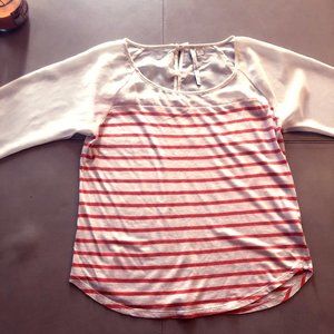 Salmon-Pink and White Blouse